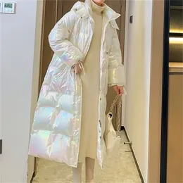 여자 다운 파카 겨울 여자 후드 재킷 플러스 벨벳 따뜻한면 의류 패션 중간 길이 느슨한 코트 우아한 레이디 220929