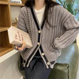 Женские свитеры женский прилив Preppy Loik Knit Cardigan Jackets for Women Fashion V-образный V-образный шикарный шикарный свитер