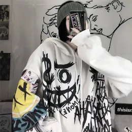 Moletons femininos moletons góticos japão desenho animado imprimido outono feminino hip hop engraçado com capuz de capuz de grandes dimensões femininas punk capuz tops 220930