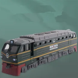 Diecast Model Car Classic 1 87 Alloy Pull Back Retro Two-Headed Train Model Boy Steam Toy Cool Sound Effects and 220930