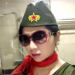 Berets rosyjska armia czapka tricorne zielone kamo -bonnet logo kobiety żeglarz scena wojskowa występ taniec kapelusze chińskie czapki łodzi