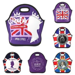 Queen Elizabeth II Platinum Jubilee Lunch Tote Neoprene 재사용 가능한 단열 런치 백 상자 930