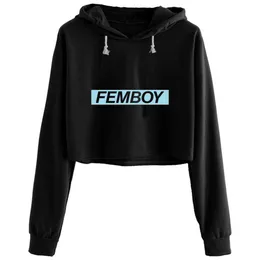 Women's Hoodies Sweatshirts Anime Gay Boy Yaoi Design For A Femboy Crop Hoodies Women Korean Y2k Kawaii Goth Pullover For Girls T220929
