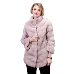 Womens Fur Faux High Quality Natural Mink Coats Of Women Pink Genuine Parkas Thick Warm Winter Real Female Jackets fourrure femme 220929