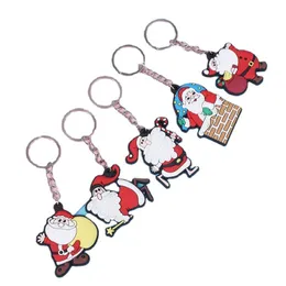 XMAS Gifts keyring PVC Christmas Keychain Cartoon Keychains Luggage Decoration Key Chain