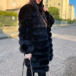 Faux päls vinter kvinnors mode riktiga kappa långa ärmar naturliga kläder grossist 2023 y2209