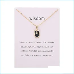 Подвесные ожерелья Глэйзурные капли мудрости Сова Подвесные ожерелья для животного колье колье для женских подарков подарки подарки с доставкой 2021 Pen Dhflu