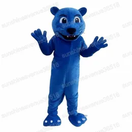 Halloween Blue Panther Maskottchen Kostüm Tierthema Karneval Kostüm für Männer Frauen Unisex Erwachsene Outfit Fursuit Weihnachten Geburtstag Party Kleid