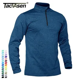 Men's Sweaters TACVASEN SpringFall Thermal Sports Sweater 14 Zipper Tops Breathable Gym Running T Shirt Pullover Male Activewear 220930