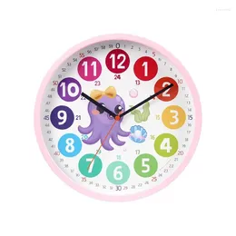Relógios de parede crianças relógio Montessori tempo de aprendizado de ensino Ajuda brinquedos fofos de cor brilhante menina infantil quarto de desenho animado