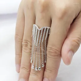 Cluster Rings S925 Серебряная кисточка чистые цирконы камни женские палец для обручальных обручальных кольцевых кольцевых украшений подарки