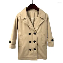 Tench Coats Kids مزدوج الصدر معطف الربيع الخريف الأولاد سترة khaki/الأطفال السود Outwear البريطانية LC473