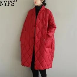 Womens Down Parkas NYFS Winter Lightweight Cotton Coat Logo Stand -Up Collar Jacket Warm Size Grande tamanho 220929