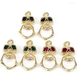 Pendanthalsband 5st CZ Micro Pave Colorful Eye Skull Shame Pendant/Charm Cubic Zirconia Charm Necklace Armband 38x19mm