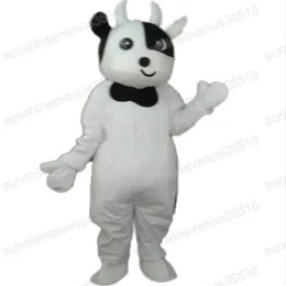 Halloween White Cow Mascot Costume Animal tem tema de carnaval de carnaval para homens mulheres unissex adultos roupas fursuit de natal de aniversário vestido de festa