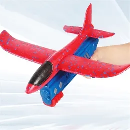 Diecast Model car 35cm Foam Plane Glider Hand Throw Launcher Guns Inertial Airplane EPP Bubble s Catapult Children Outdoor Toys 220930