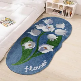 Carpets Ins insor Pattern Decoration Tapete de piso estilo pastoral Grande tapete de cabeceira floral Rose Rose Tufting Área