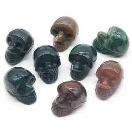 23mm Natural Crystal Stone Carved Human Skull Handcraft Home Decorative Gemstone Fancy Jasper Skulls Folk Crafts