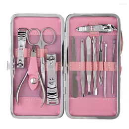 Zestawy do paznokci 12pcs/Set Pedicure Manicure Zestaw Kopiki Clippers Clear Case Tool Travel Portable Stalom Steel Zestaw