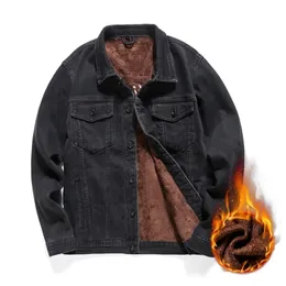 Giacche da uomo Pile invernale Calda giacca di jeans Vintage Nero Grigio Moda Jeans ricamati Cappotto Uomo Taglie forti 5XL 6XL 7XL 8XL 220930