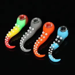 Rökning Bong Silicone Pipes 11,5 cm Silikon bläckfisk Tentacle Hookah Pip Multi-färg Valfritt kreativt litet mini-rör