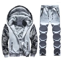 Heren Trainingspakken Heren 1 Set Heren Sport Outfit Stijlvol Dik Patchwork Hoodie Broeken Herfst Winter