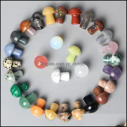 Stone Loose Beads Jewelry 2Cm Mushroom Statue Natural Gems Hand Carved Decoration Reiki Healing Quartz Crystal Gift Room Dhgei