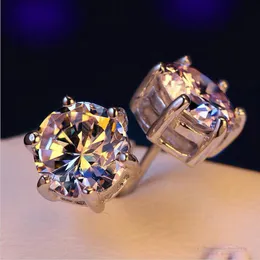 Stud 18k Beyaz Altın Küpe Zarif 6 Yuvarlak Şekli 6.5mm Briliant Kesme DF Renk Moissanit Jewelrystud Studstud