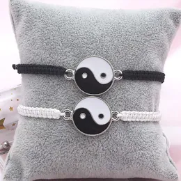 Charm Bracelets 2in1 Tai Chi Bagua Braided Bracelet Couple Get Rid Of Bad Luck Alloy Wristchain Birthday Lover Gift BraceletsCharm