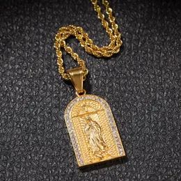 Colares pendentes clássicos católicos aço inoxidável Virgem Mary Church Colar Colar Medal Style Religious Oração de joalheria de joalheria