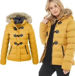 Jaquetas femininas jaqueta moda feminina 2022 Button de capuz de inverno fora de roupa de casaco quente e acolchoado dames slim jassen Winter1