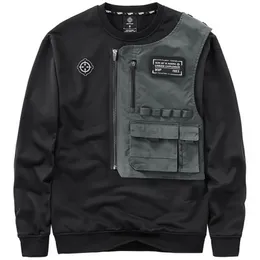 Herrenmode Techwear Hoodies Hi Street Mechanical Tactical Pullover Sweatshirts Personality Cargo Tops 220811