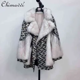 2021 Winter New Women's High Street Patchwork Tuscan Thick Warm Fur Coat Ladies Fashion Simple Elegant Lamb Wool Faux Fur Jacket T220810