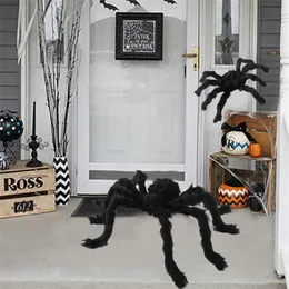 Horror Giant Black Plush Spider Halloween Party Decoration Props Children Toys Haunted House Decor 220811