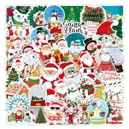 50 st julklistermärken Skate Accessories Cartoon Waterproof Vinly Santa Claus Sticker For Laptop Waterbottle Phone Skateboard Bagage Kids Toys Presents