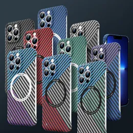 Carbon Fiber Texture Frameless Cases For Magsafe Magnetic Wireless Charging Phone Case For iPhone 13 12 11 Pro Max Shockproof Hard PC Cover