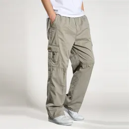 Märke casual byxor män last bomull lös byxor mens byxor overall multi ficka rak joggar homme 6xl 220811