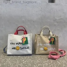 2022 New Canvas Tote Bag Women Letters You Make Me Smile Borsa a mano di grande capacità Borsa donna OL Casual Shopper W220812