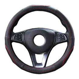 HighQuality Cow Leather Car Truck Steering Wheel Cover For 36 38 40 42 45 47 50Cm Steering Wheel 7 Sizes To Choose For Car J220808