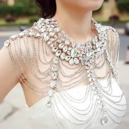 Kedjor Kvinnor Rhinestone Crystal Bridal Handmade Wedding Shoulder Halter Halsband Imitation Pageant Party Prom Jewelrychains