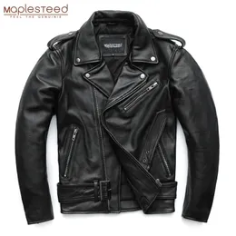 MAPLESTEED CLASSICAL MOTORCYCLE S MEN LÄDER 100% Natural Cowhide Thick Moto Jacket Winter Sleeve 6167CM 6XL M192 220811