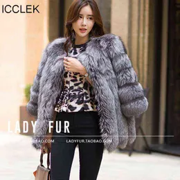 ICCLEK Luxury Fur Grass Женская пальто 2016 Новое среднее и длинное меховое пальто Специальная цена T220810