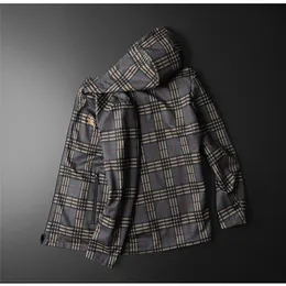 Veste à carreaux recto verso hommes automne et hiver classique tendance mode fermeture éclair à capuche veste décontractée 220811