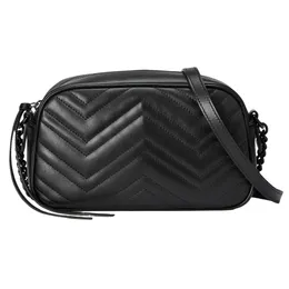 Portafoglio a tracolla in pelle Borsa a tracolla singola moda Uomo Donna Borse per fotocamera 2 dimensioni Apertura con zip Catena nera solida e design con lettere in metallo nero