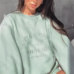 Moletons femininos moletons verdes de letras vintage verdes bordadas molhas de moleta bordadas para mulheres tops de inverno de madrugas de rua de rua de rua 220829