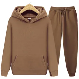 Mens Ladies Casual Wear Sportswear Solid Color Pullover Pants Autumn and Winter Fashion Suit 220811