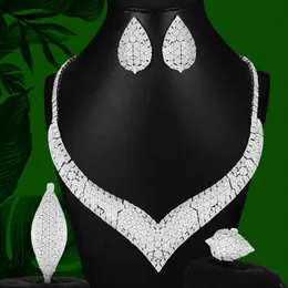 Orecchini Collana Missvikki Luxury 4PCS Bangle Ring Set di gioielli per le donne Matrimonio da sposa Superstar Party Orecchini di alta qualità