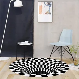 Carpets Black And White Spiral 3D Carpet Stereo Vision Circular Mat For Living Room Home Decoration Rug Bedroom DecorCarpets