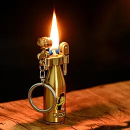 Torch Free Fire Keychain Lighter Retro Bullet Flint Sliphjul Oil Torch Ny metall Cigarettändare Gadget för man