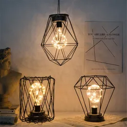 Nattljus retro järnkonst minimalistisk bordslampa batteridriven hängande lykta för sovrummet sovrum xmas dekoration ljusnatt